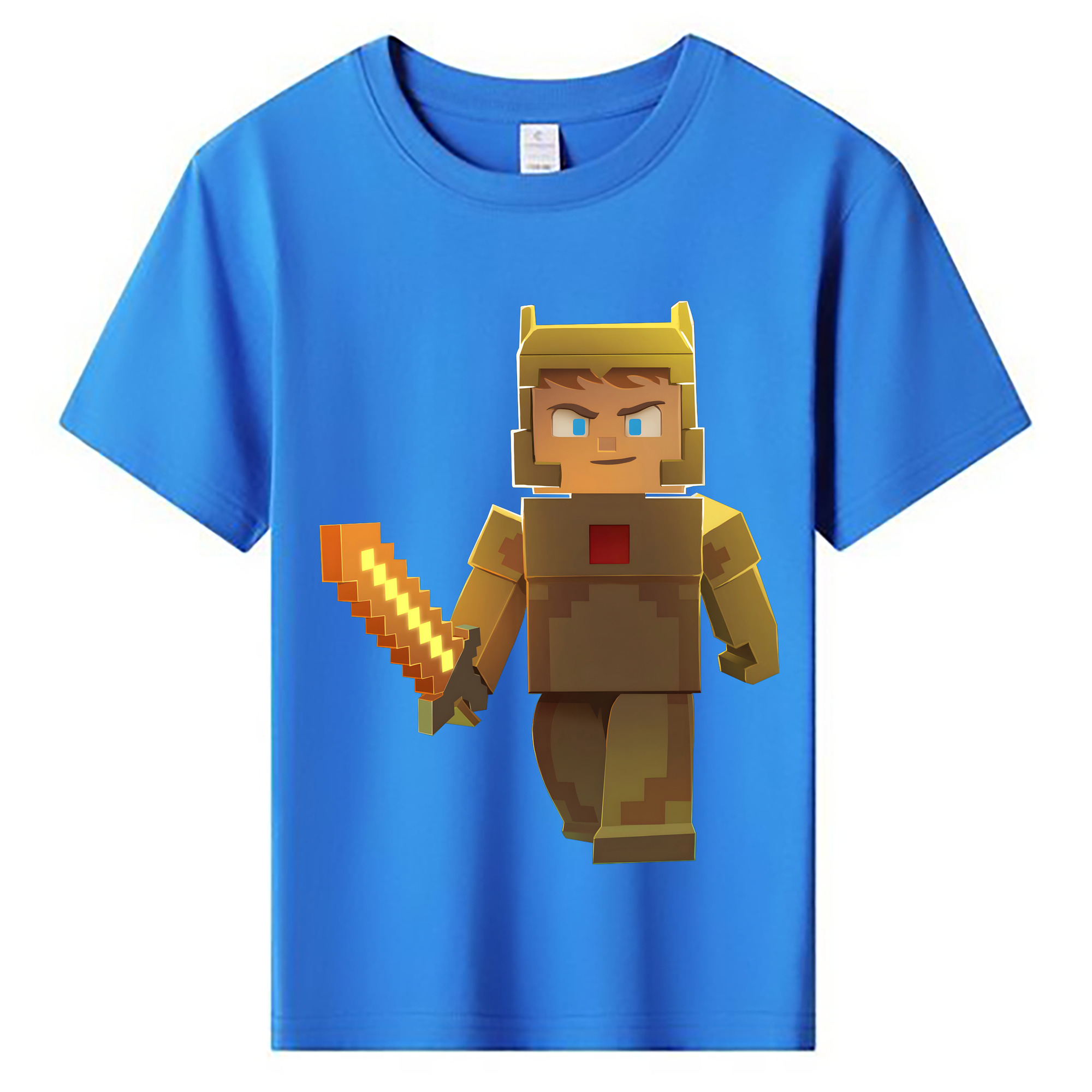 （画像用） マインクラフト ブロックの世界 Minecraft MC Block world 綿100％キッズTシャツ（フロントプリント）